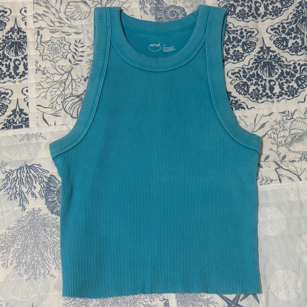 Aerie Teal Ribbed Tank Top